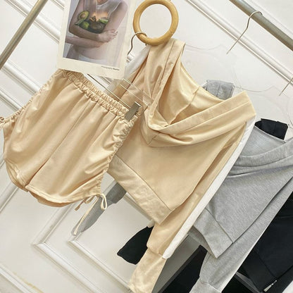 Zip-Up Hoodie and Shorts Set