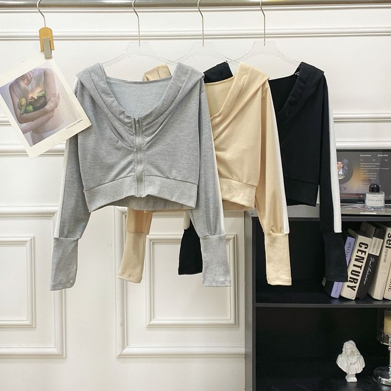 Zip-Up Hoodie and Shorts Set
