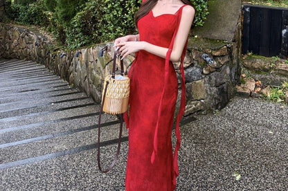 Sleeveless V-Neck Plain Maxi Sheath Dress