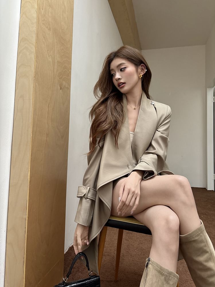 Mid-Rise Solid Pencil Mini Skirt with Belt