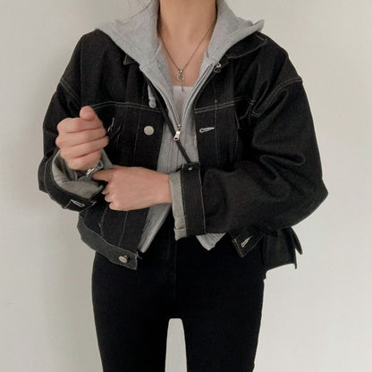 High Neck Plain Zip-Up Crop Cardigan