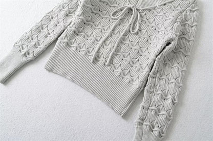 Perforated Crop Knit Top with V-Neck