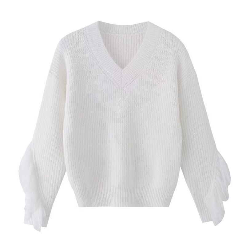 Fringed V-Neck Sweater