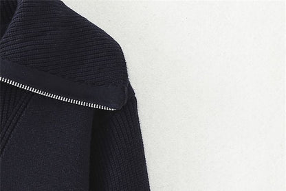 Half-Zip Stand Collar Crop Sweater