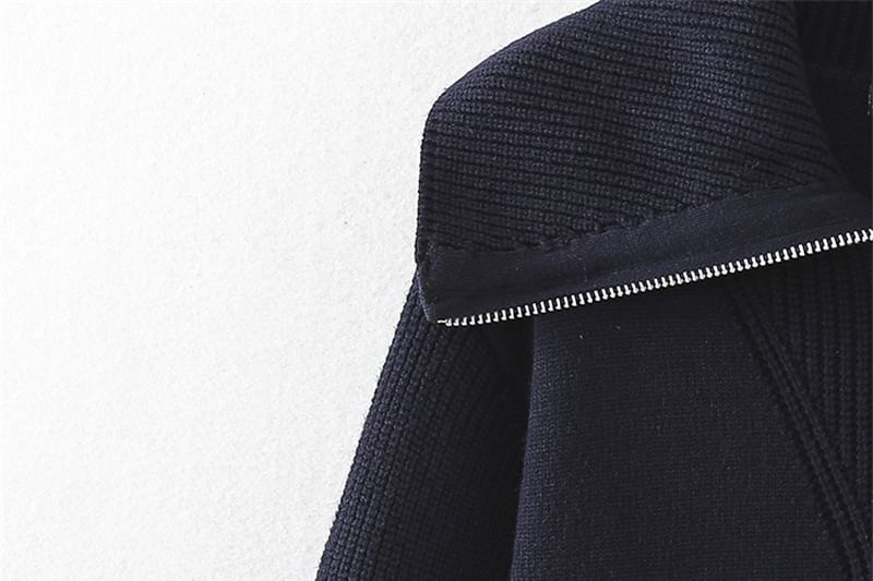 Half-Zip Stand Collar Crop Sweater