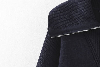 Half-Zip Stand Collar Crop Sweater