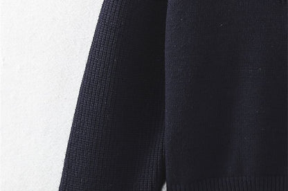 Half-Zip Stand Collar Crop Sweater