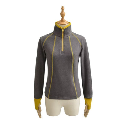 Contrast Trim Half-Zip Stand Collar Sweatshirt