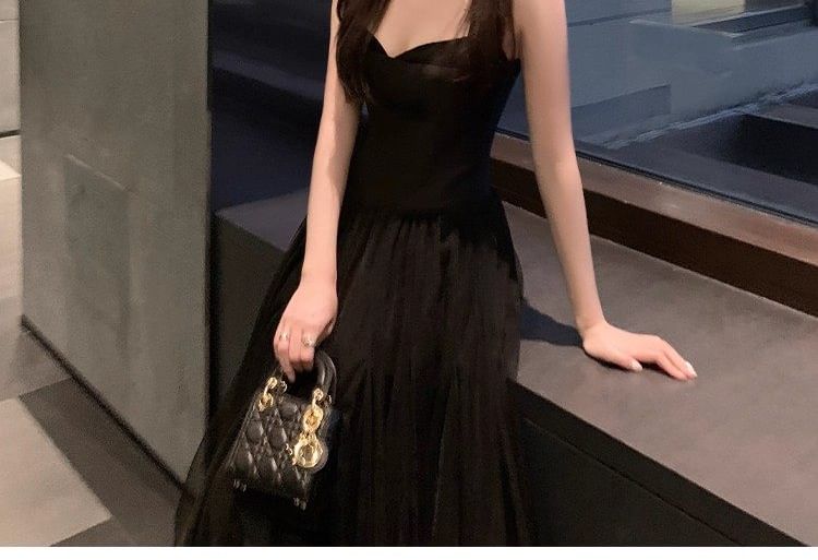 Spaghetti Strap Mesh A-Line Evening Gown