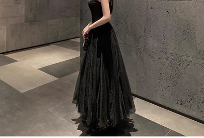 Spaghetti Strap Mesh A-Line Evening Gown