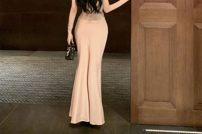 Corset Top with Lace Trim and Maxi Skirt Set