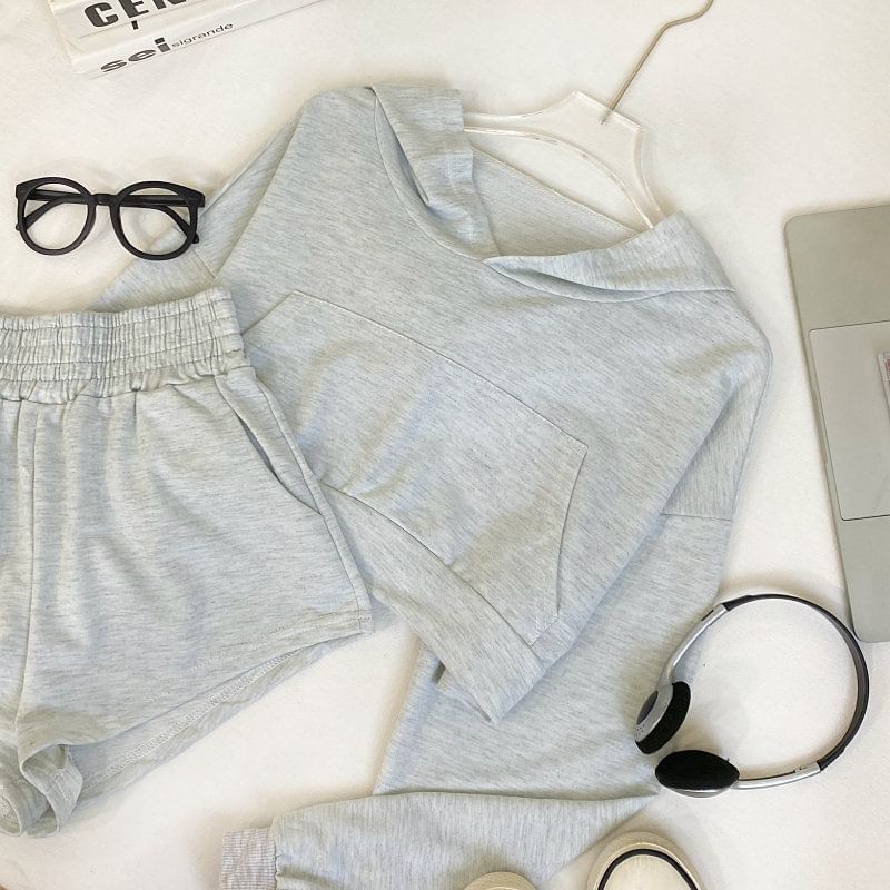 Matching Hoodie and High-Waisted Shorts Set