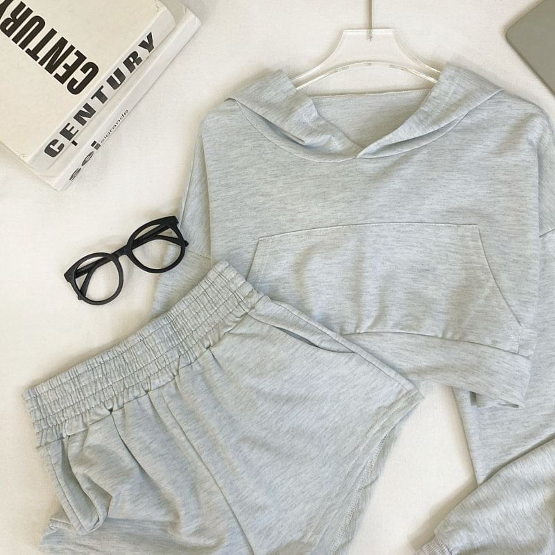 Matching Hoodie and High-Waisted Shorts Set