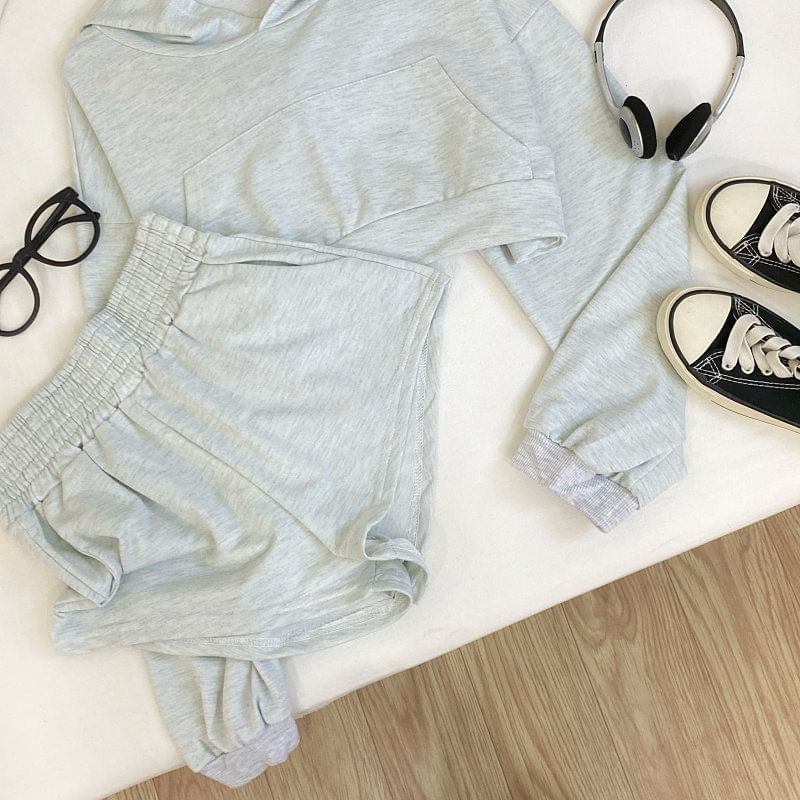 Matching Hoodie and High-Waisted Shorts Set