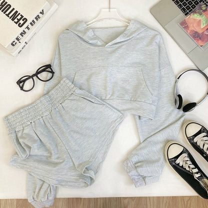 Matching Hoodie and High-Waisted Shorts Set