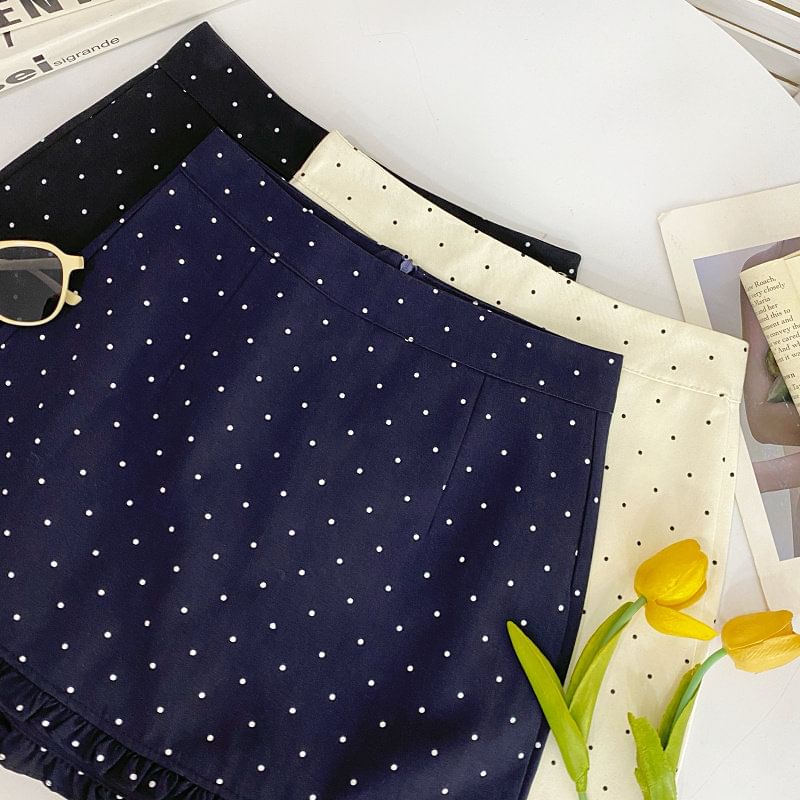 Micro Dot Mid-Waist Mini Skirt