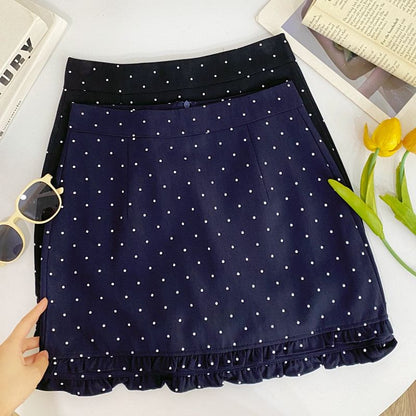 Micro Dot Mid-Waist Mini Skirt