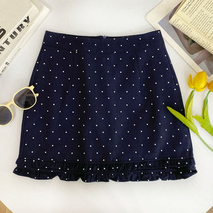 Micro Dot Mid-Waist Mini Skirt