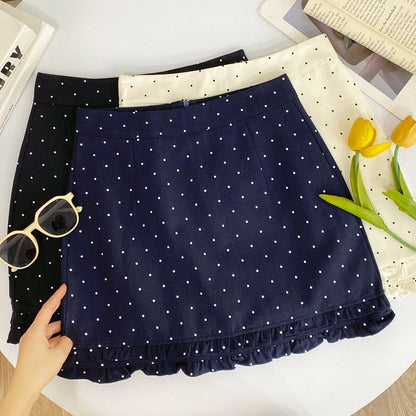 Micro Dot Mid-Waist Mini Skirt