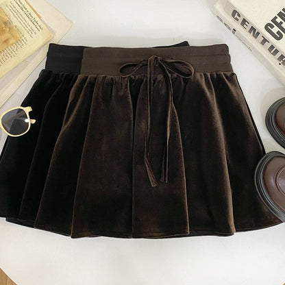 Velvet High-Waist A-Line Skirt