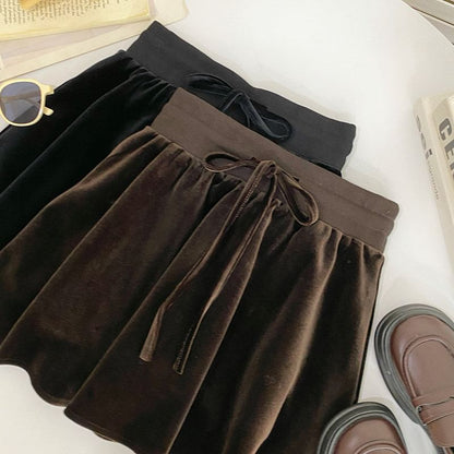Velvet High-Waist A-Line Skirt