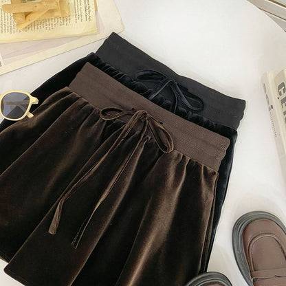 Velvet High-Waist A-Line Skirt