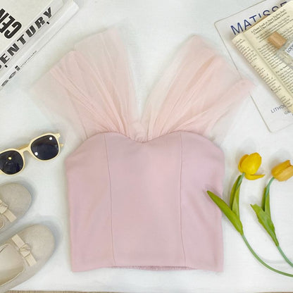 Sleeveless V-Neck Solid Crop Tee with Cap Sleeves