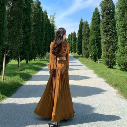 Long Sleeve Crop Top and Slit Maxi Skirt Set