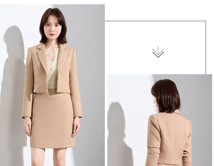 Checkerboard Crop Blazer and Mini Skirt Set