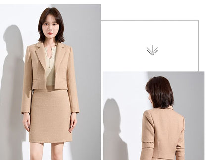 Checkerboard Crop Blazer and Mini Skirt Set