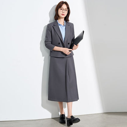 Double Breasted Blazer and Midi Skirt Set
