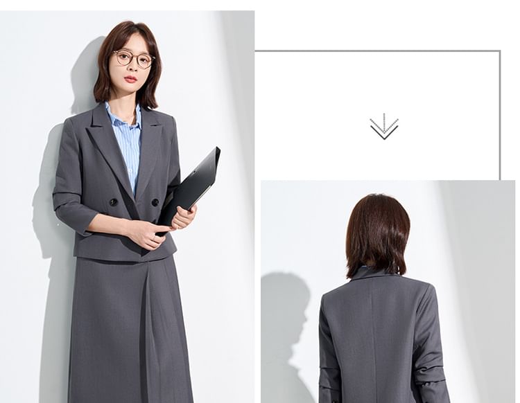 Double Breasted Blazer and Midi Skirt Set
