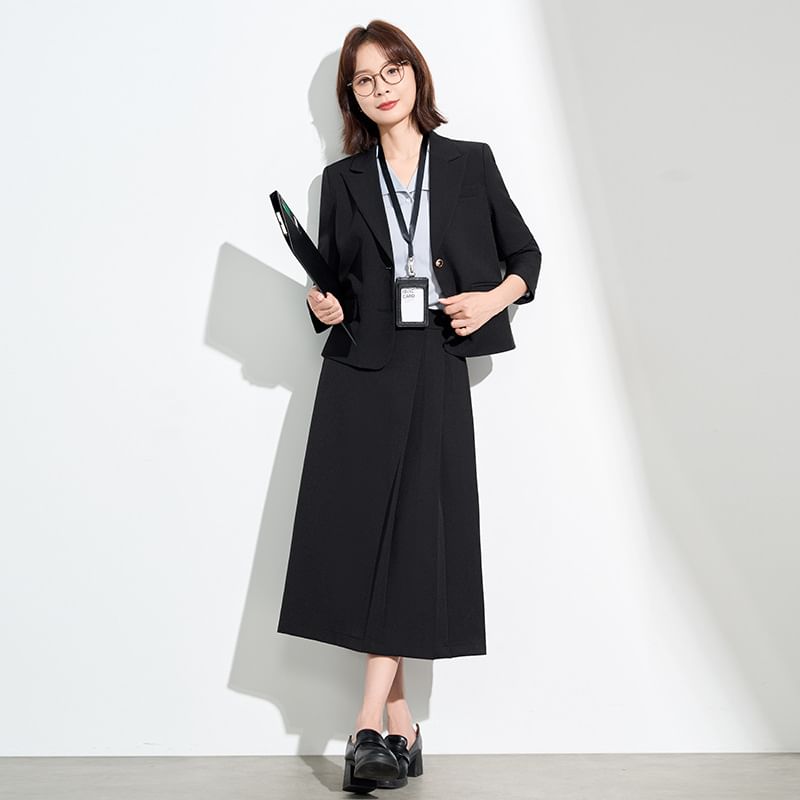 Double Breasted Blazer and Midi Skirt Set