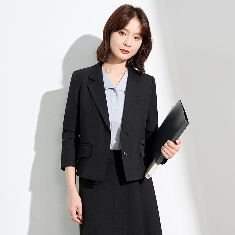 Blazer and High Waist Midi A-Line Skirt Set