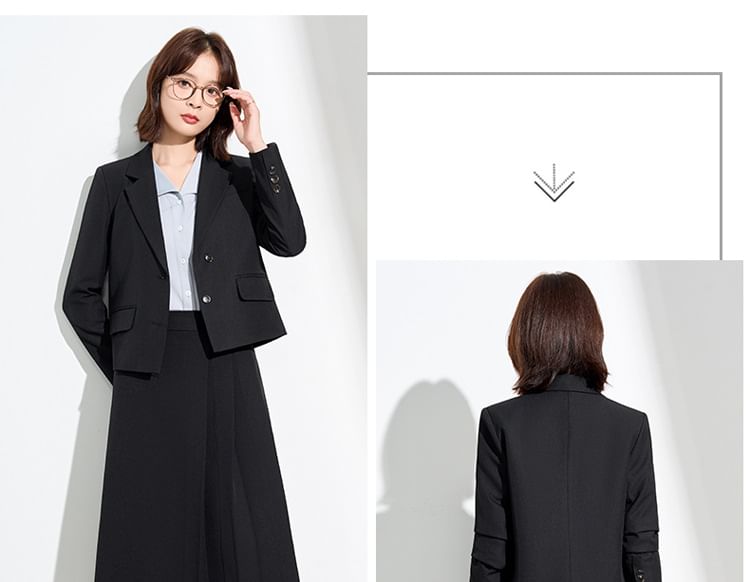 Blazer and High Waist Midi A-Line Skirt Set