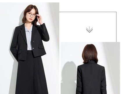 Blazer and High Waist Midi A-Line Skirt Set
