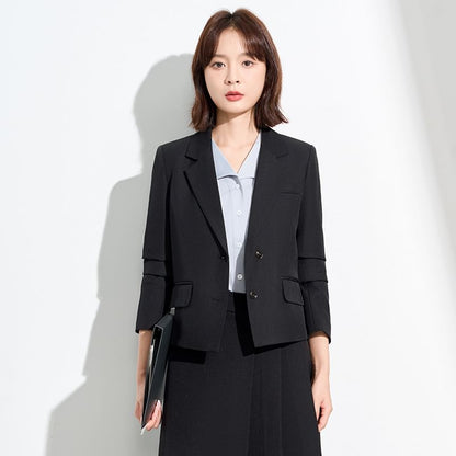 Crop Blazer and High Waist Midi Skirt Set
