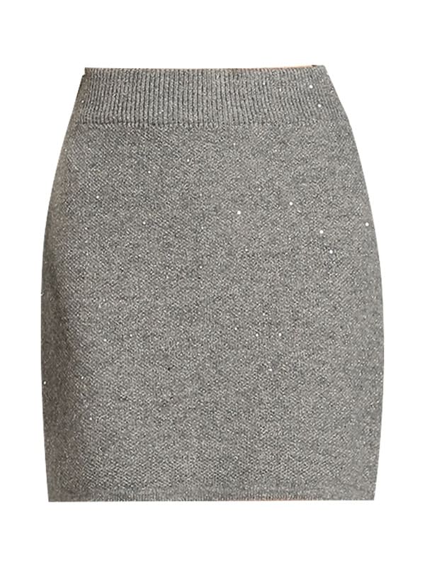 Glitter Mini Pencil Skirt with High Waist