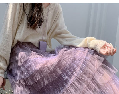 Maxi Tiered Skirt with High Waist