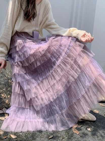 Maxi Tiered Skirt with High Waist