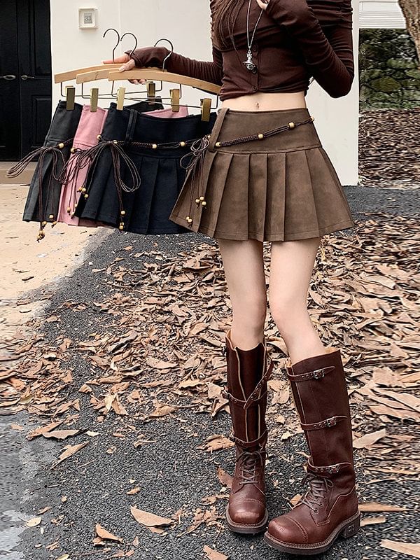 Mini Pleated Skirt with Mid Waist
