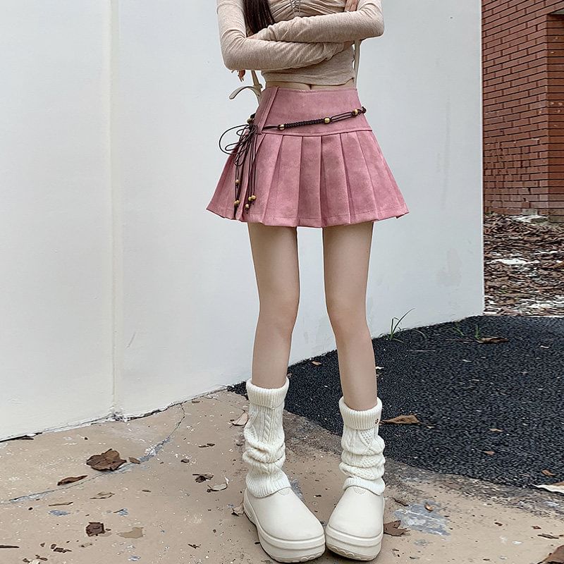 Mini Pleated Skirt with Mid Waist