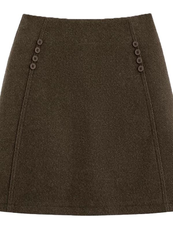 Wool Mini A-Line Skirt with High Waist