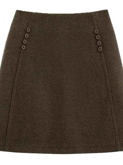 Wool Mini A-Line Skirt with High Waist