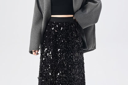 Sequined Maxi A-Line Skirt