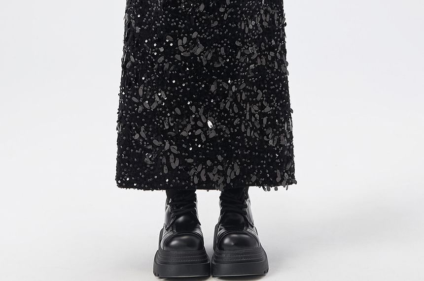 Sequined Maxi A-Line Skirt