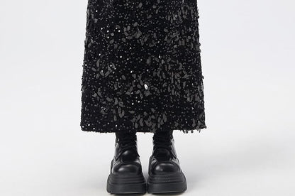 Sequined Maxi A-Line Skirt