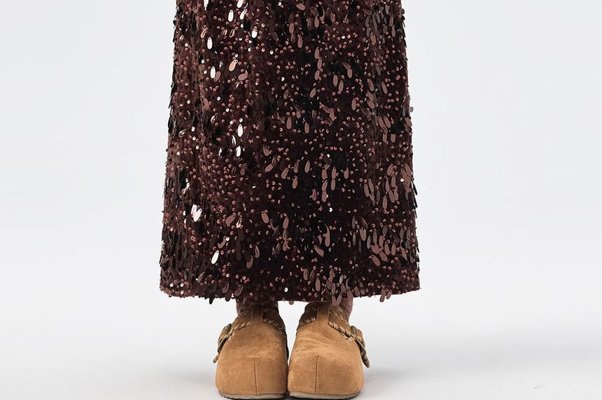 Sequined Maxi A-Line Skirt