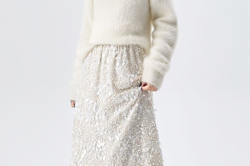 Sequined Maxi A-Line Skirt