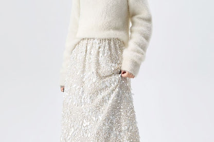 Sequined Maxi A-Line Skirt
